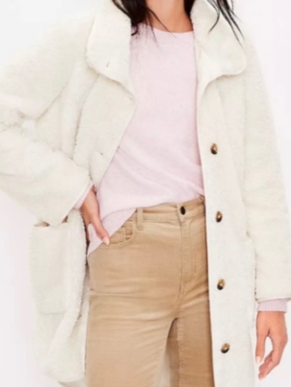 LOFT Sherpa Funnel Neck Coat Size M